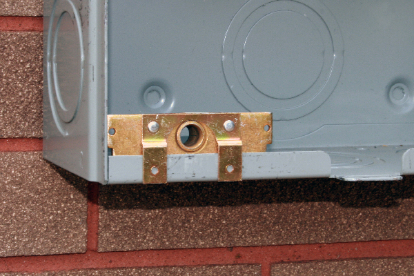 The Hasp Locking Assembly clamps onto the internal bottom flange of the meter socket.